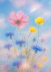 Dreamy wildflowers in soft focus.