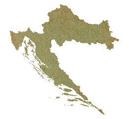 Naklejka premium map of Croatia on old green grunge paper