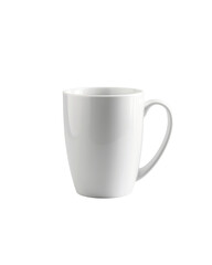 Minimalist white ceramic coffee mug isolated.Transparent PNG.