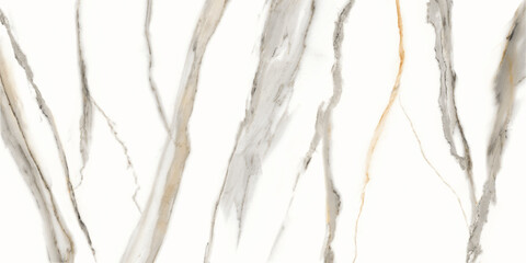Modern statuario marble, thin and thick vertical veining pattern, used in interior kitchen or...