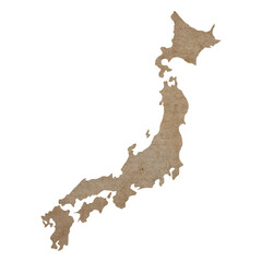 map of Japan on old brown grunge paper
