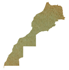map of Morocco on old green grunge paper
