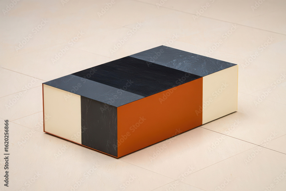 Poster minimalist geometric block design with neutral colors, modern abstract concept for product display a
