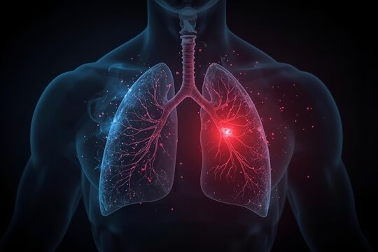 Human Lungs Medical Illustration Highlighting Inflammation – AI Medical Graphic - Powered by Adobe