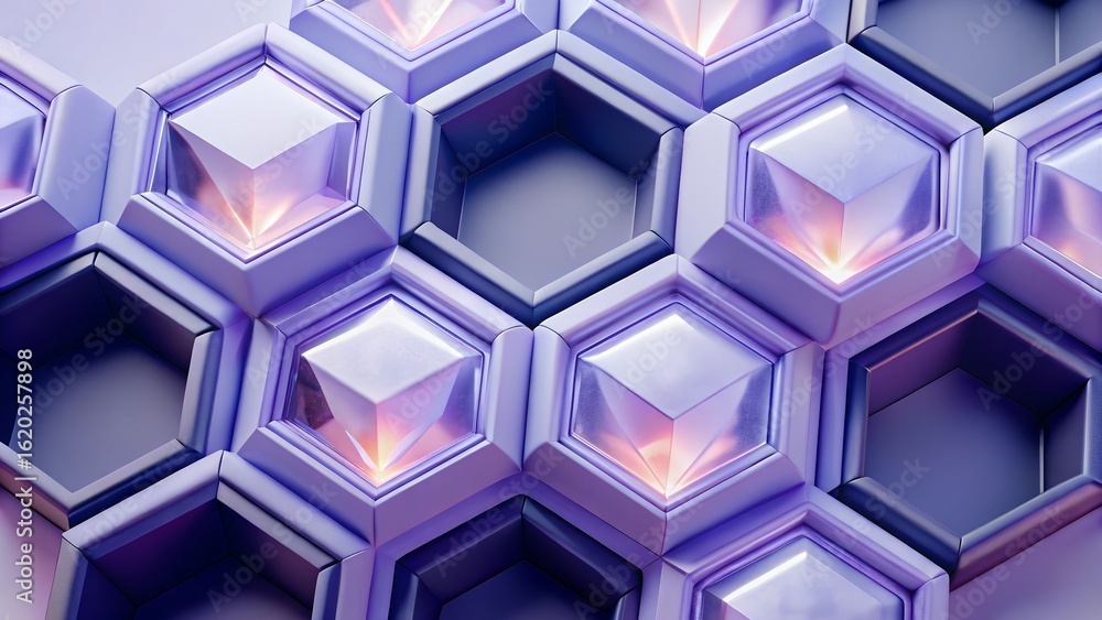 Aufkleber abstract geometric background with hexagon and cube shapes in purple tone