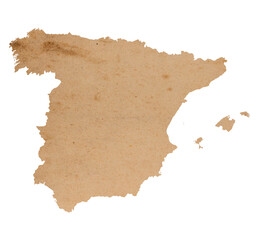map of Spain on old brown grunge paper