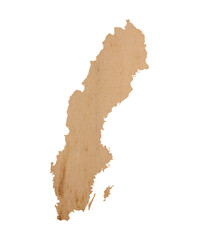 map of Sweden on old brown grunge paper