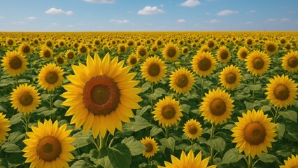 Obraz premium Vibrant sunflower field landscape.