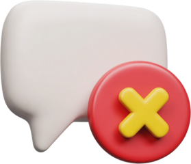 3d white speech bubble with red cross 