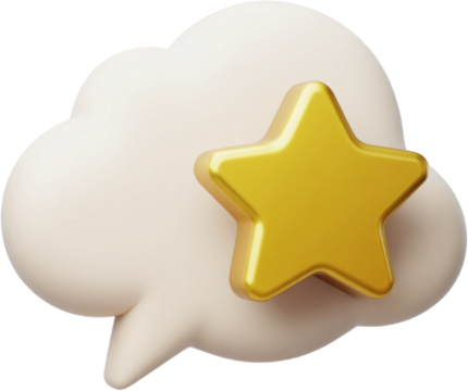 3d white speech bubble with star