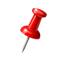 Red thumbtack isolated on transparent background