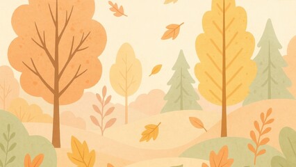 Obraz premium Whimsical autumn forest illustration.
