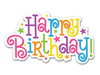 HAPPY BIRTHDAY colorful vector hand lettering banner with stars