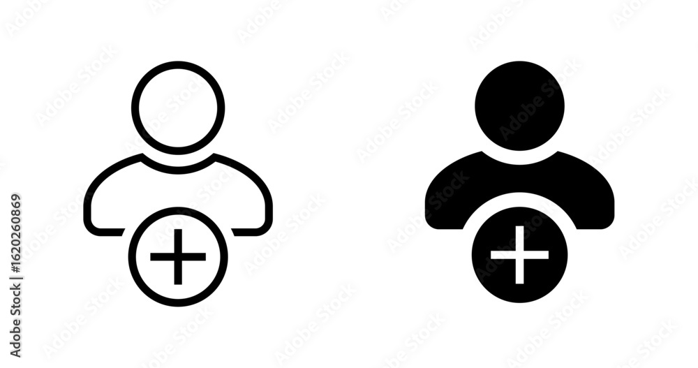 Poster user account icon. add user and plus sign