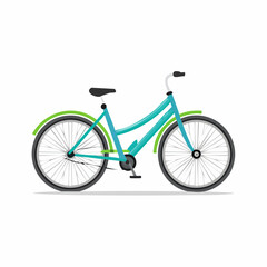 Fototapeta premium A vibrant turquoise and green vintage style cruiser bicycle with black seat and handlebars isolated on a clean white background for easy use.