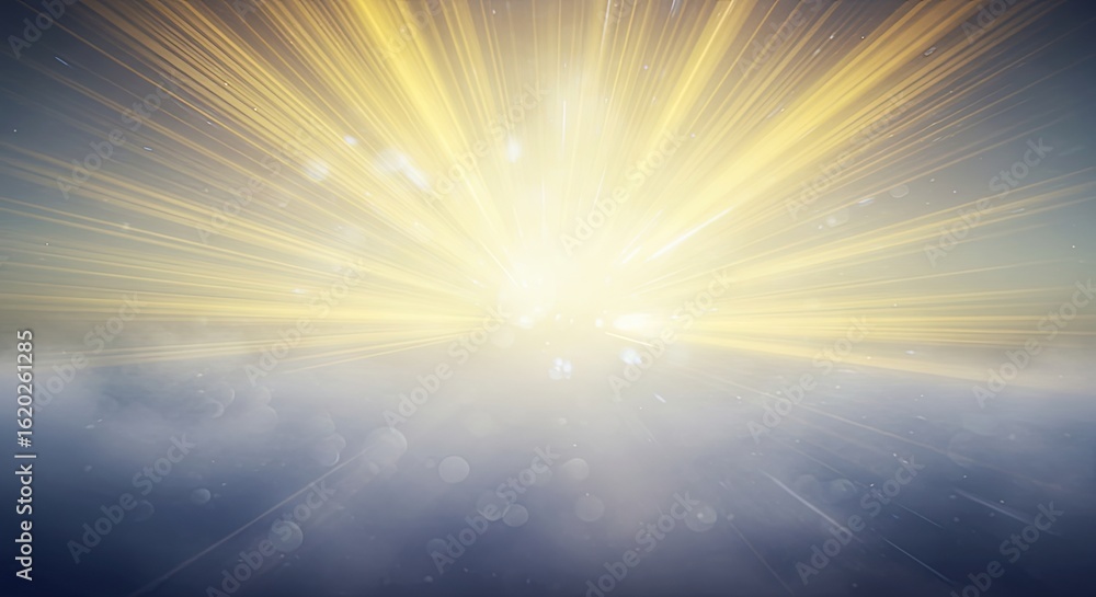Poster golden rays of light exploding through clouds