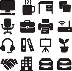 Office and Work Tools Icon Collection – Vector