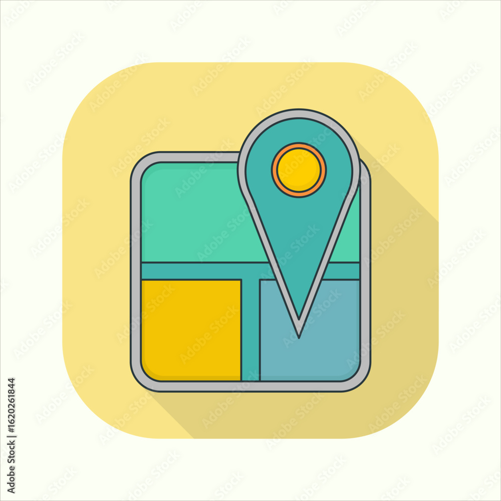 Aufkleber illustration of a map icon. icon related to design elements. suitable for web site, app, user interf