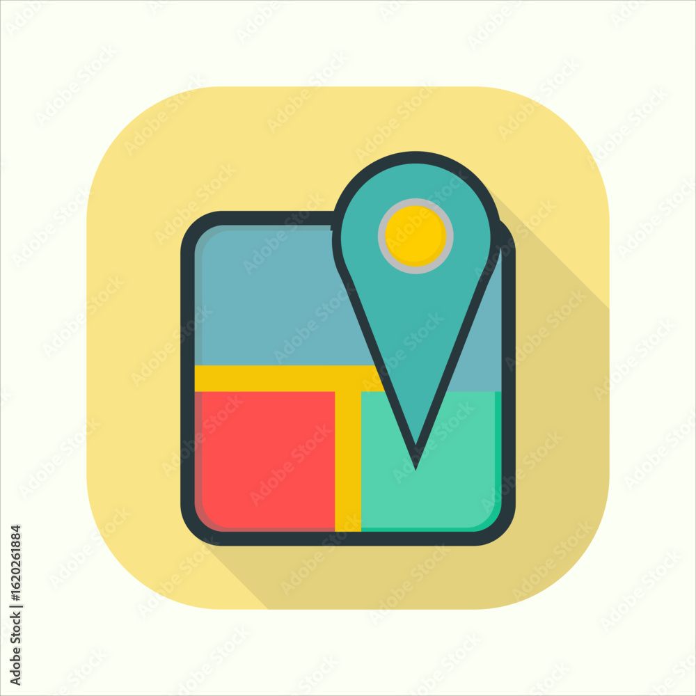 Aufkleber illustration of a map icon. icon related to design elements. suitable for web site, app, user interf