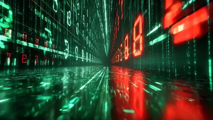 Immersive data stream with glowing numbers for futuristic technology concept visuals and presentations | Seamless Loop for Festive Branding - Powered by Adobe