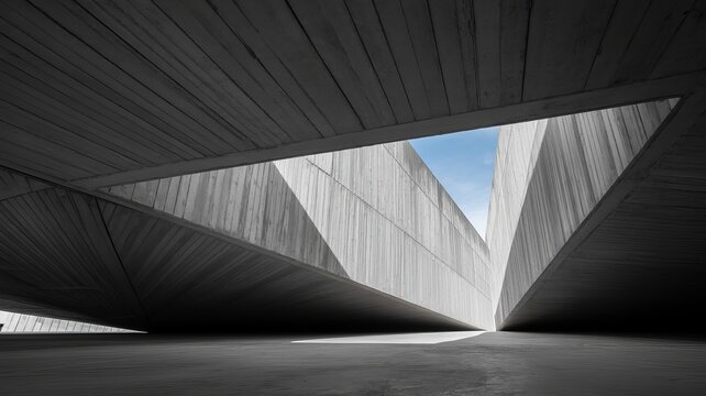 Abstract concrete architecture with triangular