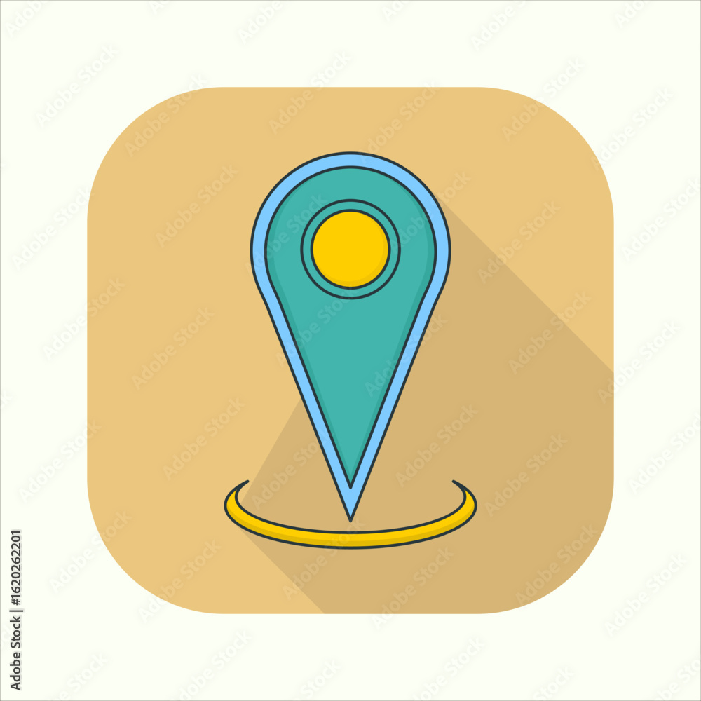 Poster illustration of a pin location icon. icon related to design elements. suitable for web site, app, us