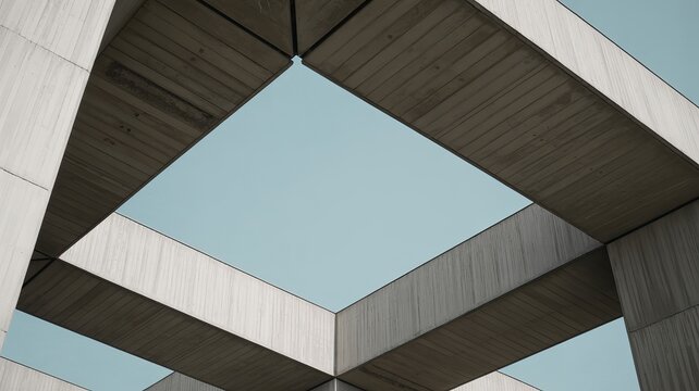 Abstract concrete architecture with triangular