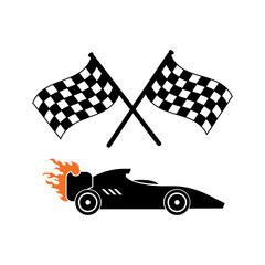 Sports Car Checkered Flags Racing Graphic