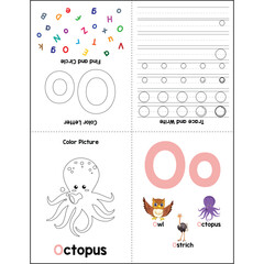 Alphabet minibook activities for kids Oo