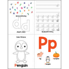 Alphabet minibook activities for kids Pp