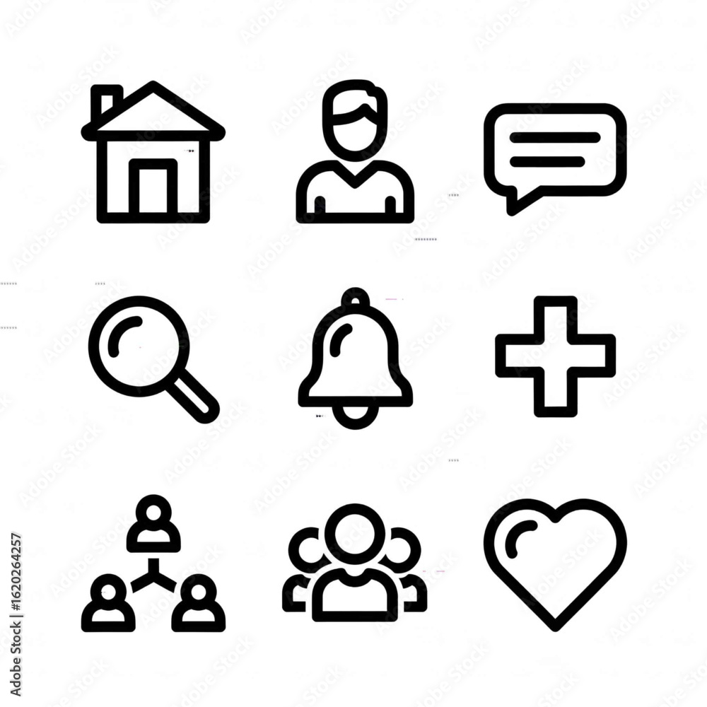 Aufkleber simple outline basic user interface sign symbol element icon set