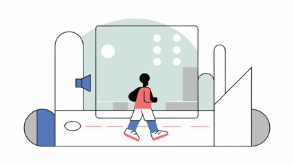 Black man running in city at night wearing athletic clothes, futuristic urban background