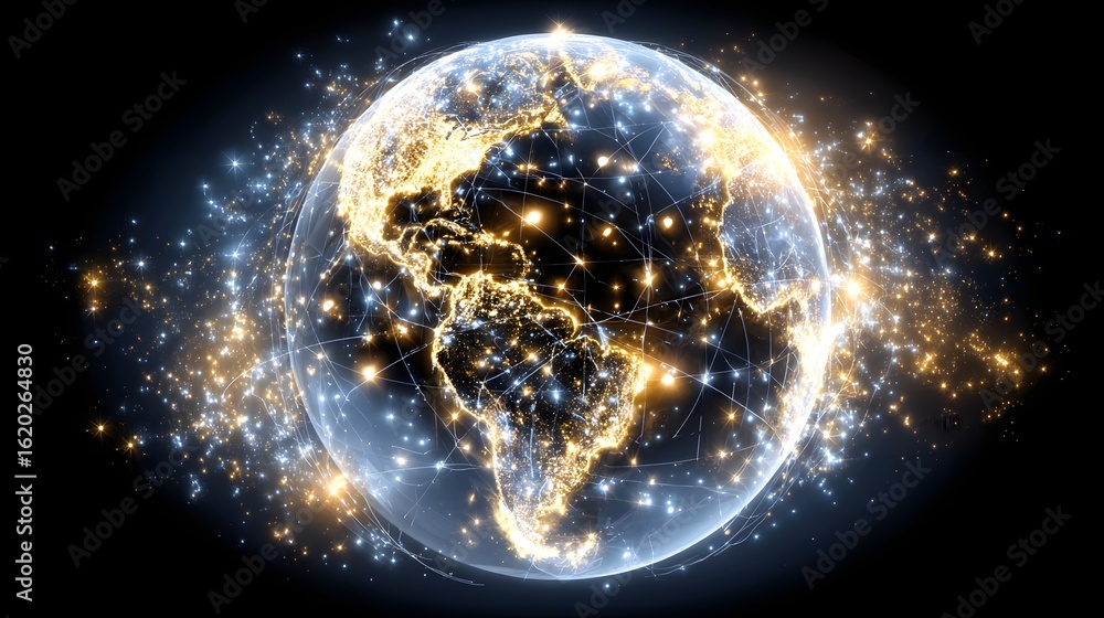 Poster global network map of the world.