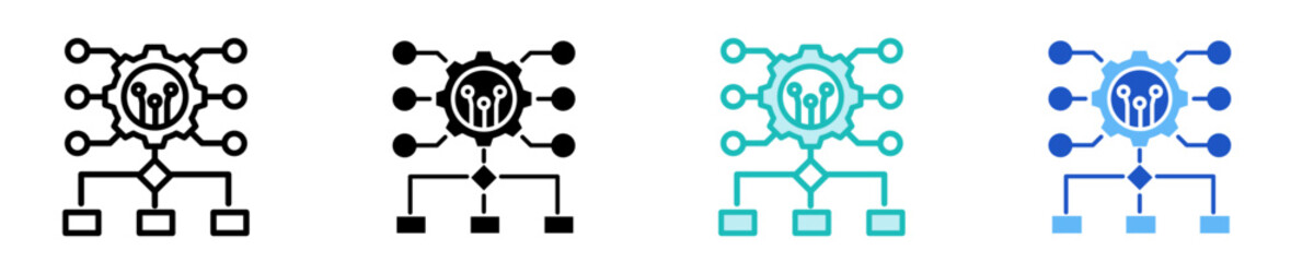 Obraz premium Digital Workflow Icon Set Multiple Style Collection 