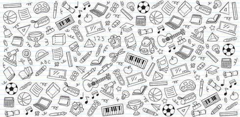 Hand drawn back to school element doodle vector background