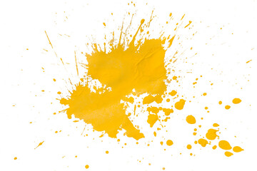 Yellow splash watercolor brush isolated on transparent background