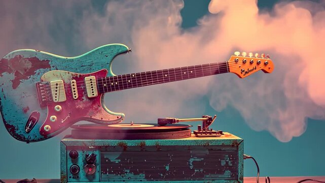 Electric Guitar in Red and Black Isolated Vector Art for Music and Rock Band Illustrations
