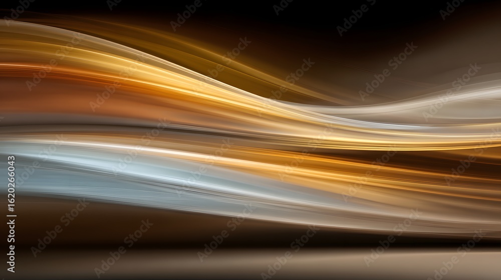 Poster abstract design with flowing lines of warm and cool colors.