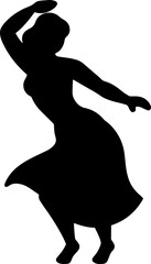 Women Dancing Silhouette Pose Vector | Elegant Female Dance Silhouette Clipart 