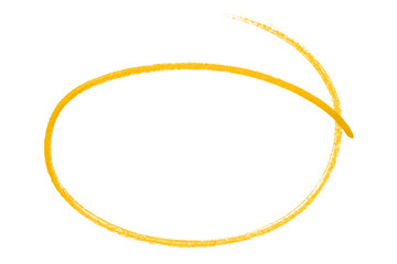 Yellow pencil highlight circle mark isolated on transparent background