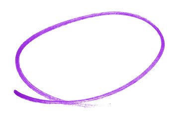 Purple pencil highlight circle mark isolated on transparent background