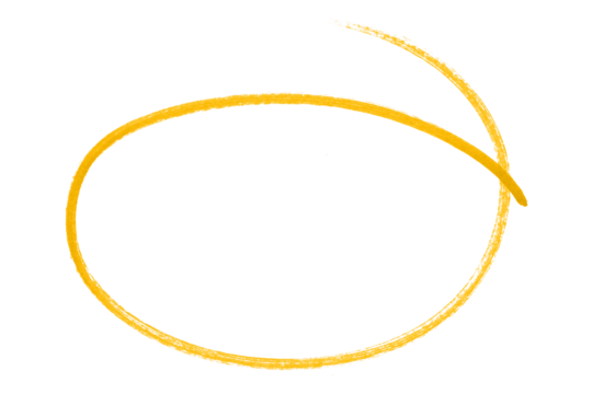 Yellow pencil highlight circle mark isolated on transparent background