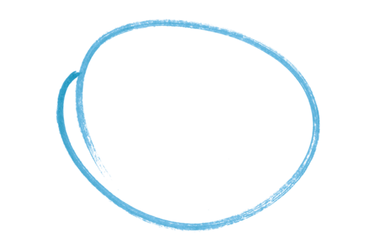 Light blue pencil highlight circle mark isolated on transparent background