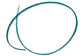 Green pencil highlight circle mark isolated on transparent background