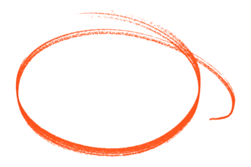 Red pencil highlight circle mark isolated on transparent background