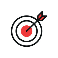 Target or goal icon illustration vector design. Red and black color.