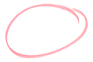 Pink pencil highlight circle mark isolated on transparent background