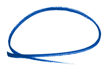Blue pencil highlight circle mark isolated on transparent background