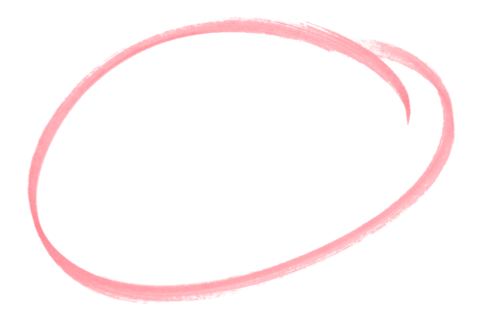 Pink pencil highlight circle mark isolated on transparent background