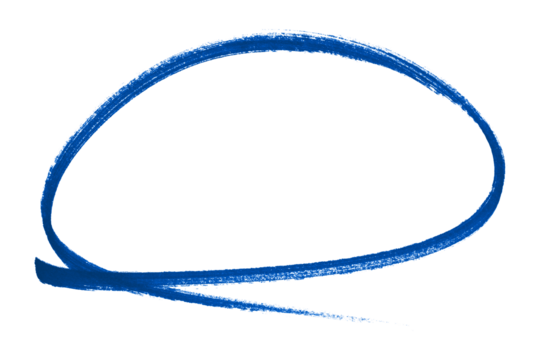 Blue pencil highlight circle mark isolated on transparent background